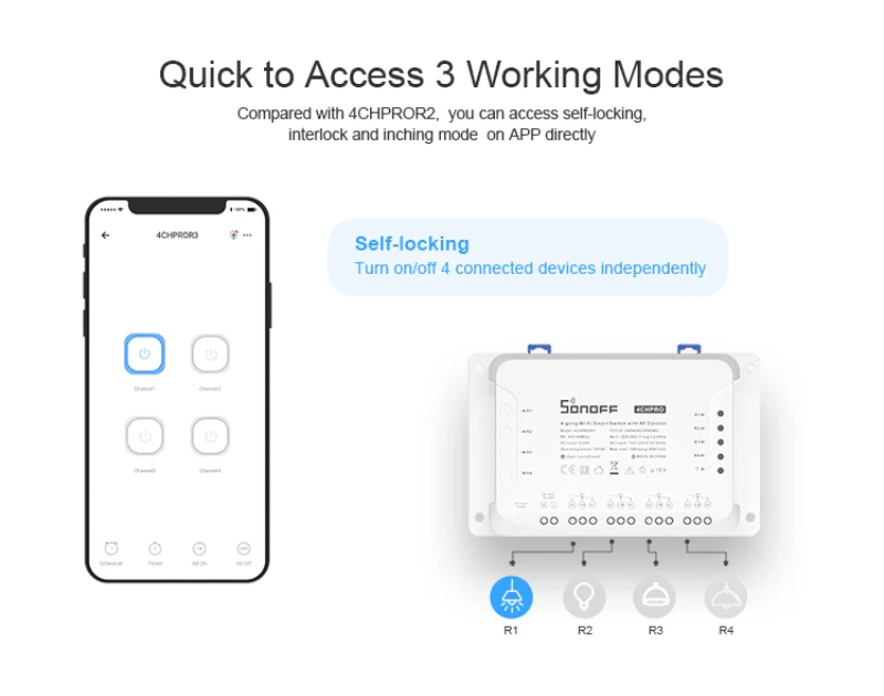 Sonoff 4CH R3/4CH PROR3 WiFi Smart Switch 4 Gang Wireless Countdown Timing Remote Control Home Automation Via Ewelink APP | Электроника