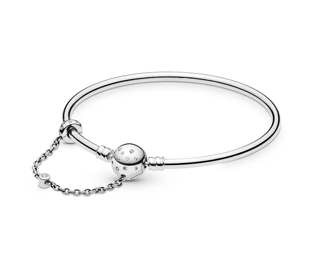 

Moments Silver Bangle Bracelet True Uniqueness Clasp 100% 925 Sterling Silver Moments Bracelet Fit European Charms Diy Jewelry