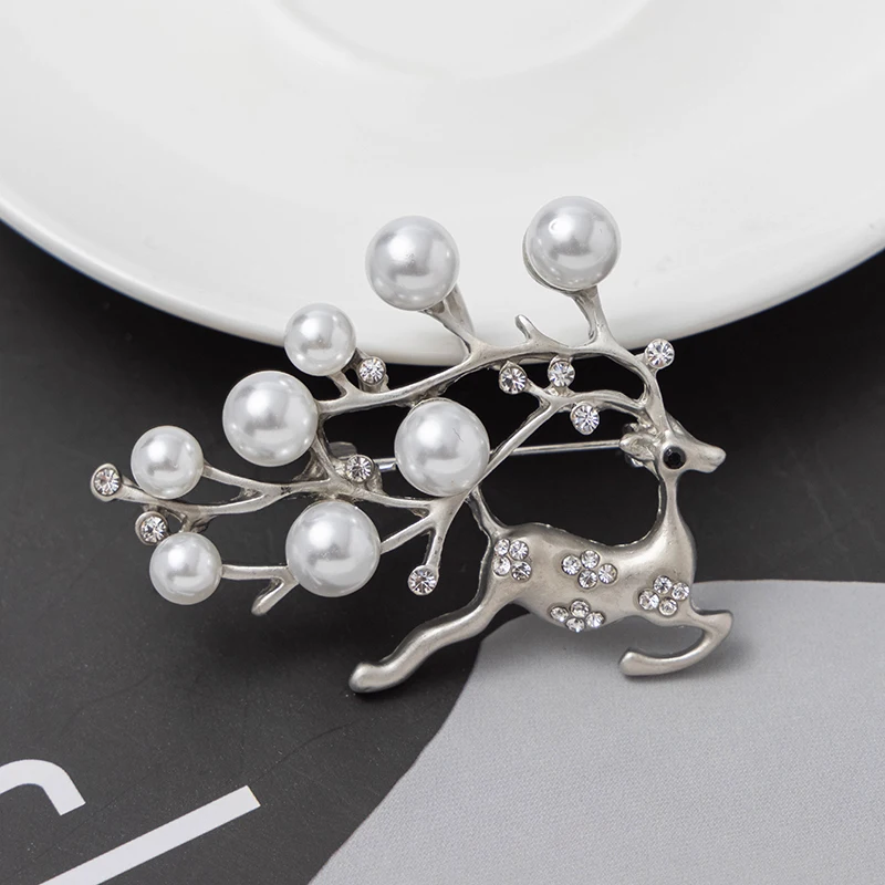 RHao немой серебряный цвет броши в виде бегущего оленя брошь для женщин мужчин