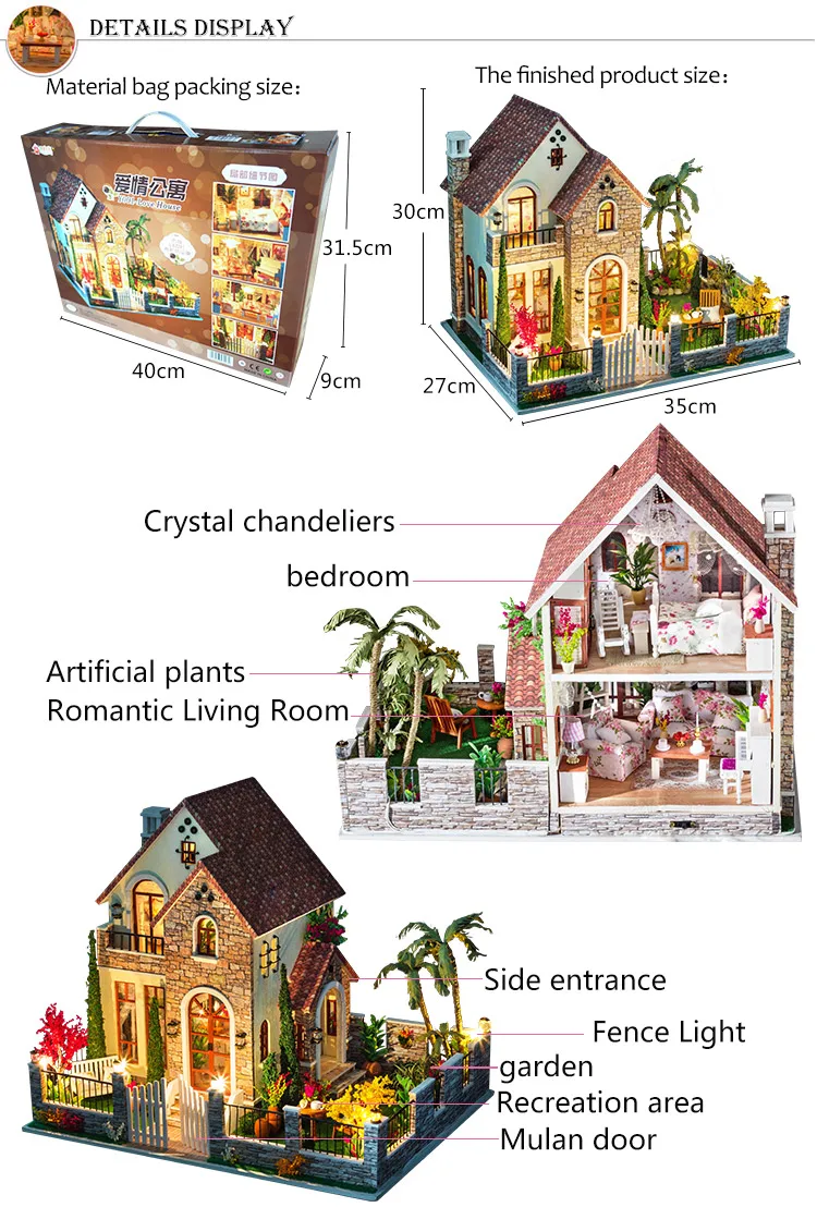 Кукольный дом DIY игрушка большая вилла ручной сборки здания 3D модель миниатюрный кукольный домик мебель набор любовь квартира