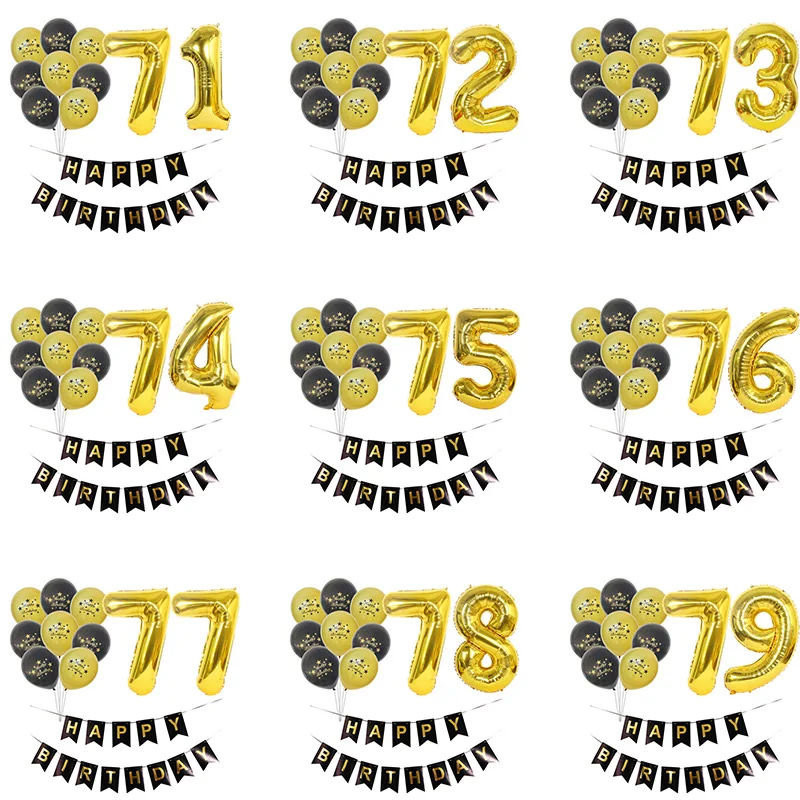 1 Set 70 71 72 73 74 75 76 77 78 79 Year Birthday Balloons Happy Banners 70TH Gold Pary Decorations