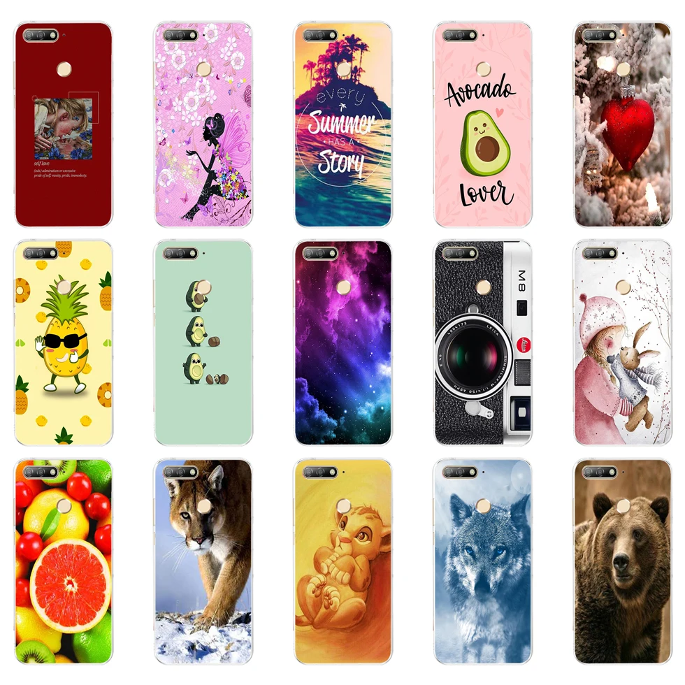 Silicon case for huawei Y6 Prime 2018 Super cat Painting Soft TPU Back Cover full 360 shockproof 3 | Мобильные телефоны и