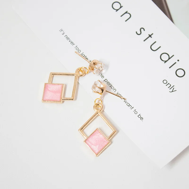 pink Длинные модные серьги, круглые геометрические серьги для женщин, Висячие серьги, Висячие золотые серьги, современные ювелирные изделия YANZIXG - Окраска металла: pink