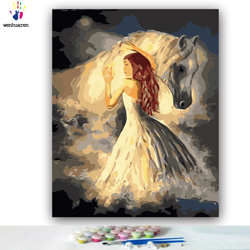 DIY картинки для раскраски по номерам с цветами маленькая девочка Ирен картина