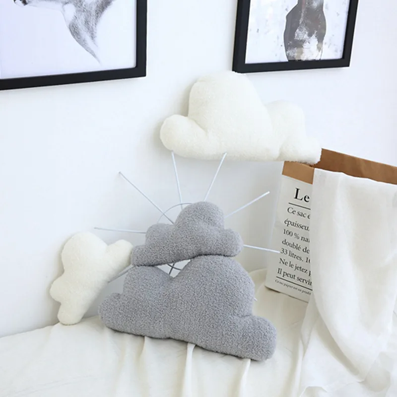 Kawaii Cloud Подушка игрушка серая Белая с облаками Мягкие плюшевые игрушки для детей