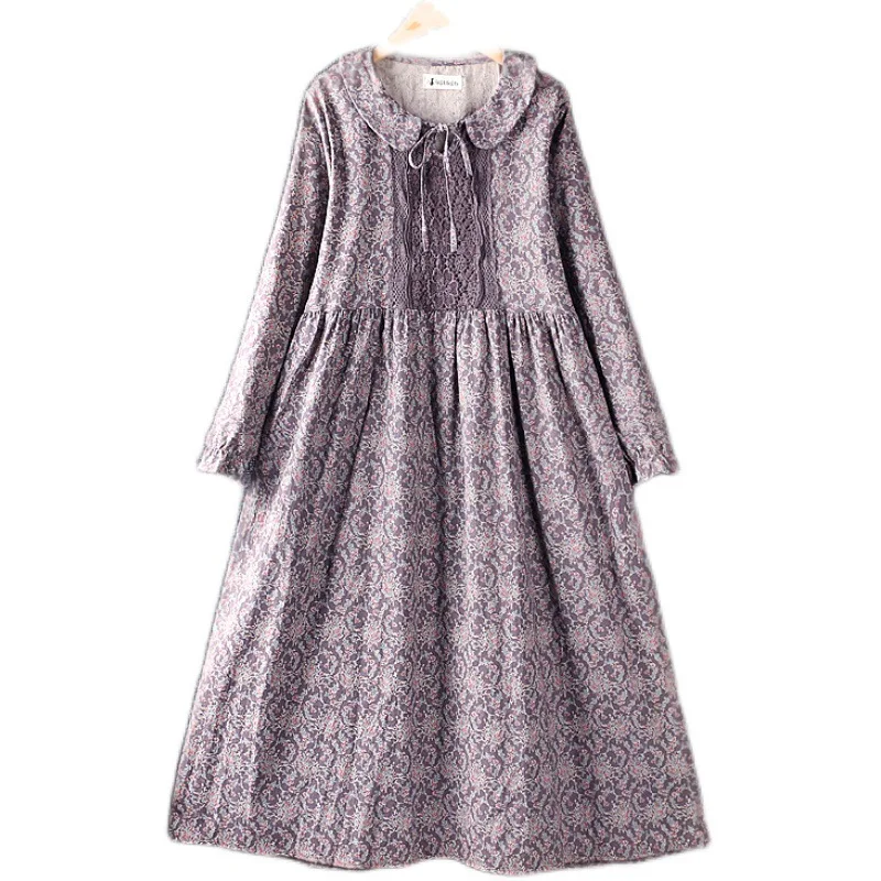 

2021 Robe Spring Embroidery Cute Lolita Floral Peter Pan Collar Plus Size Lace Dress Mori Girl Vestido De Mulher Boutique