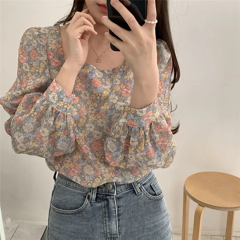 

Alien Kitty Elegance 2020 Streetwear Chiffon Women Shirts Newest Gentle Romance Tops Vintage Florals Loose Office Lady Blouses