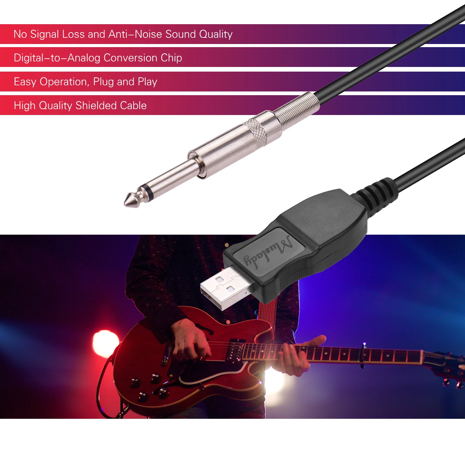 USB-кабель для гитары Muslady USB-интерфейс штекер на 6 35 мм моно-штекер преобразователь