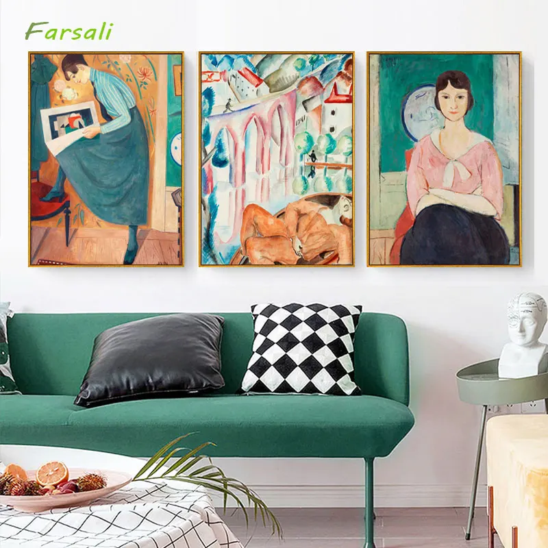 Абстрактная винтажная живопись выставочные холщовые постеры и принты испанский