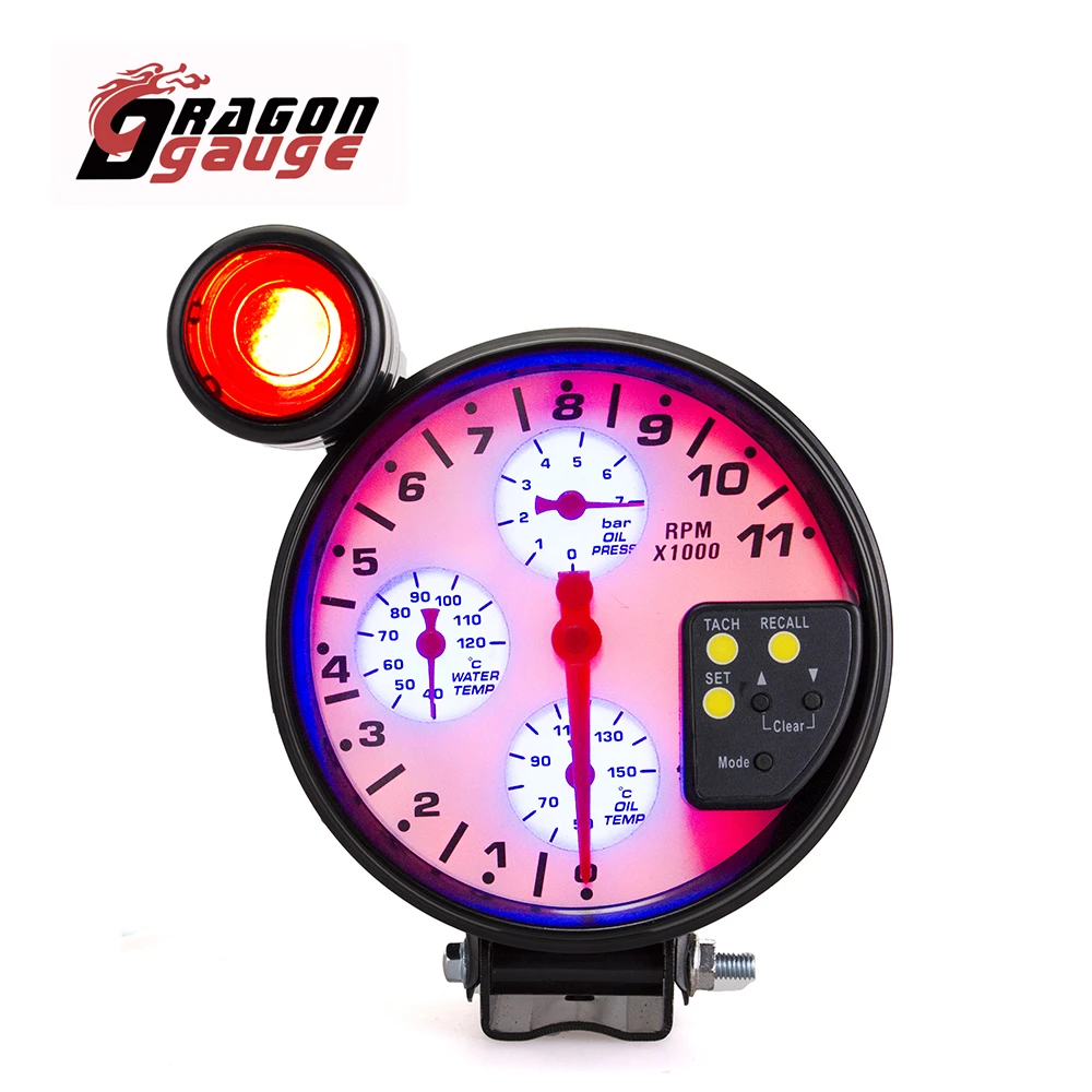 Тахометр DRAGON прибор 4 в 1 для измерения температуры воды масла 5 дюймов с
