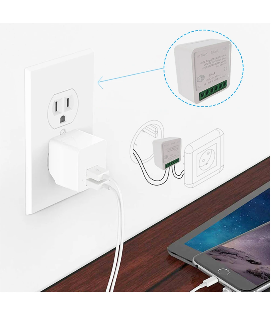 Мини-коммутатор Wi-Fi 16 А поддерживает двухстороннее управление Модуль