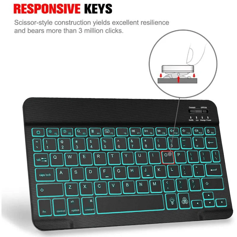 Цветная (RGB) Bluetooth клавиатура Беспроводной и мышь мини RGB подсветкой Русский