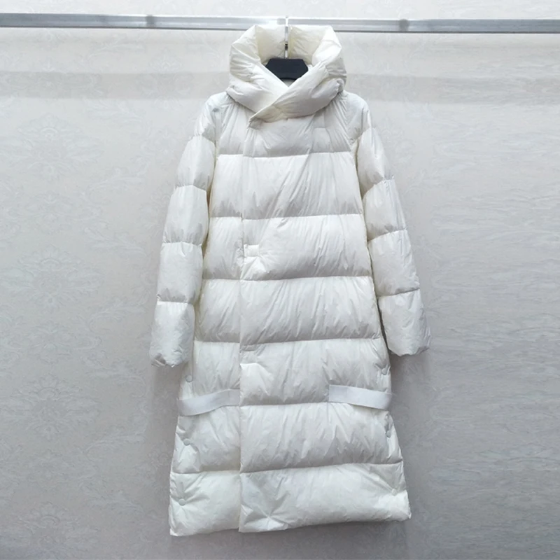 Зимний ультра светильник длинный пуховик для женщин 90% белый утиный пух парка