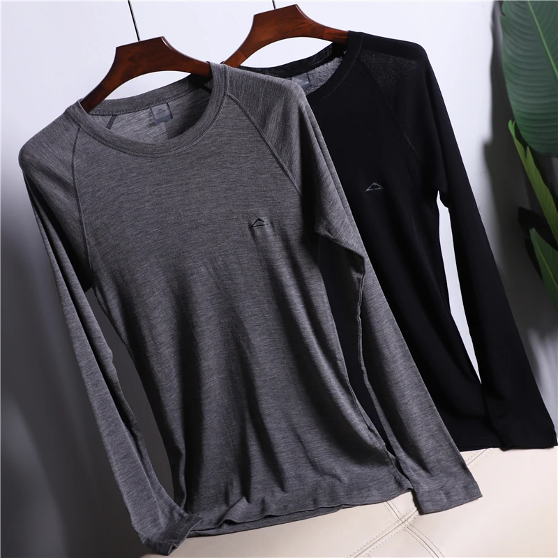 100% Merino Wool Base Layer Mens Long Sleeve Thermal Shirt Mightweight 200G Everyday Baselayer Top T-Shirt |