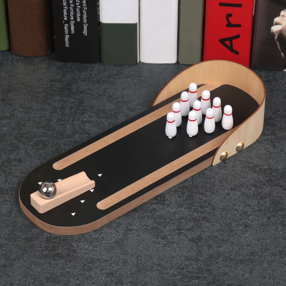 

Funny Portable Interactive Bowling Game Set Novelty Family Wooden Board Gift Kids Adults Mini Desktop Finger Sports Office