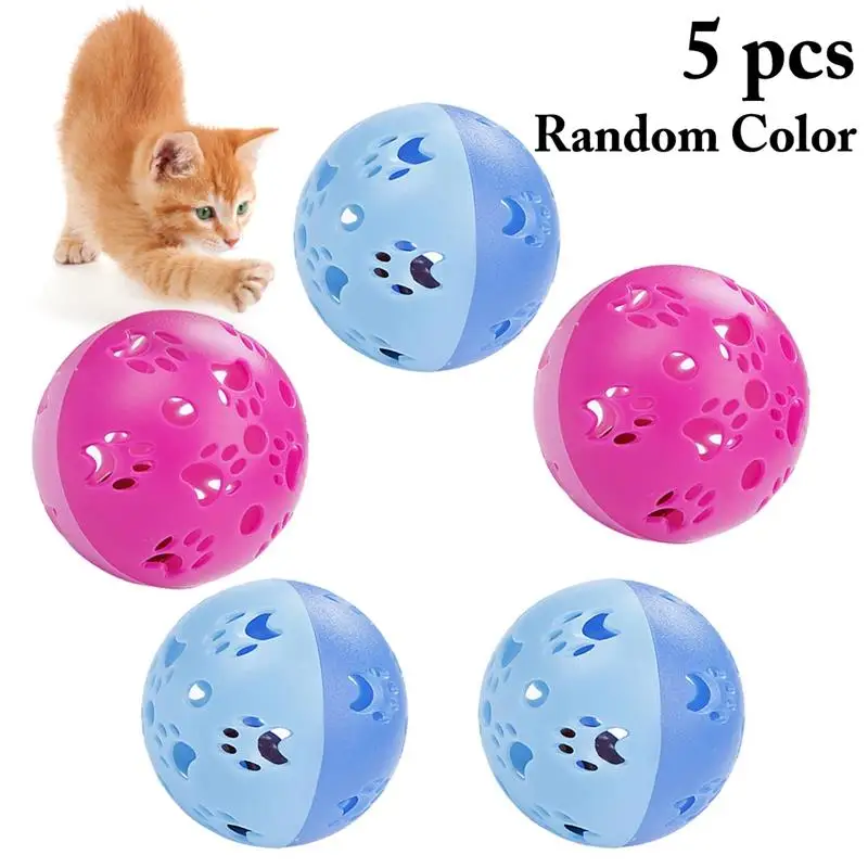 

Legendog 5Pcs/Set Hollow Ball Cat Toys Cute Kitten Bell Decor Toy Cat Rattle Ball Toys Pet Supplies Random Color Cat Favors