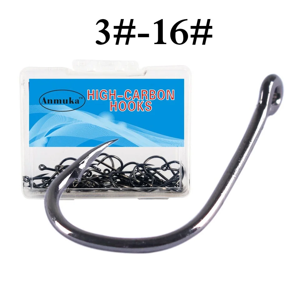 

100 шт./50 шт. рыболовные крючки из высокоуглеродистой стали с кольцом 3 #-16 # для ловли карпа, окуня, приманки, крючка