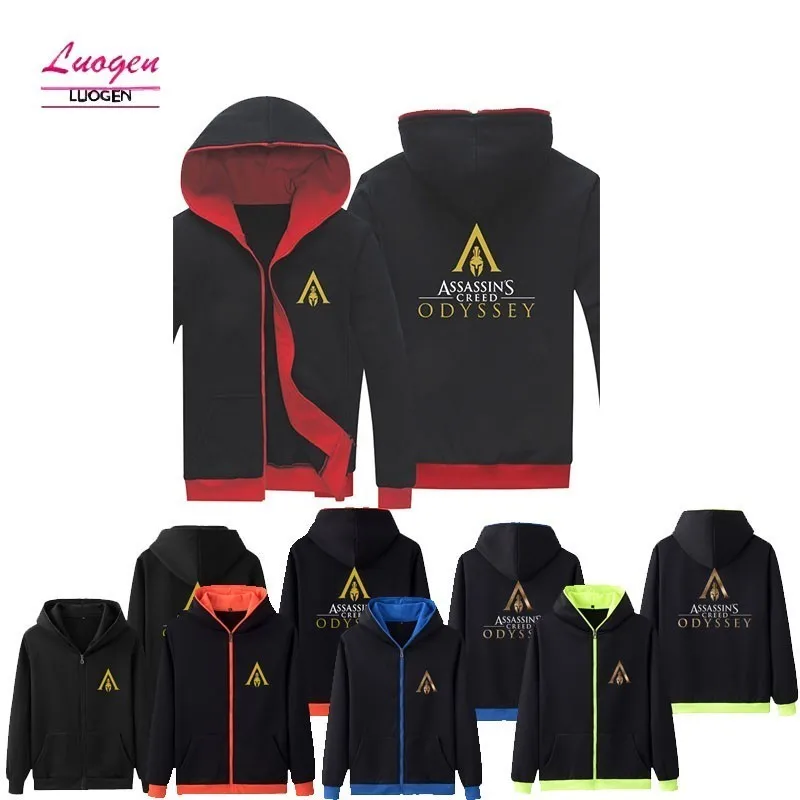 

Luogen Drop Shipping Black Zipper Hoodie Cosplay Streetwear Coat Casual Unisex Jacket Custom Sweatshirt Hoodies