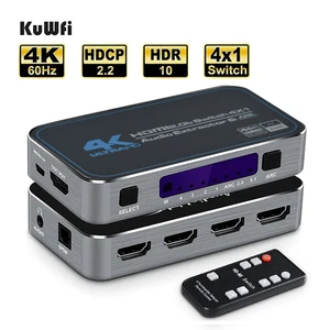 4K60Hz 4 порта HD-MI 2.0b переключатель 4 в 1 с оптическим 3,5 мм стерео аудио выход удаленный аудио экстрактор ARC HDCP 2,2