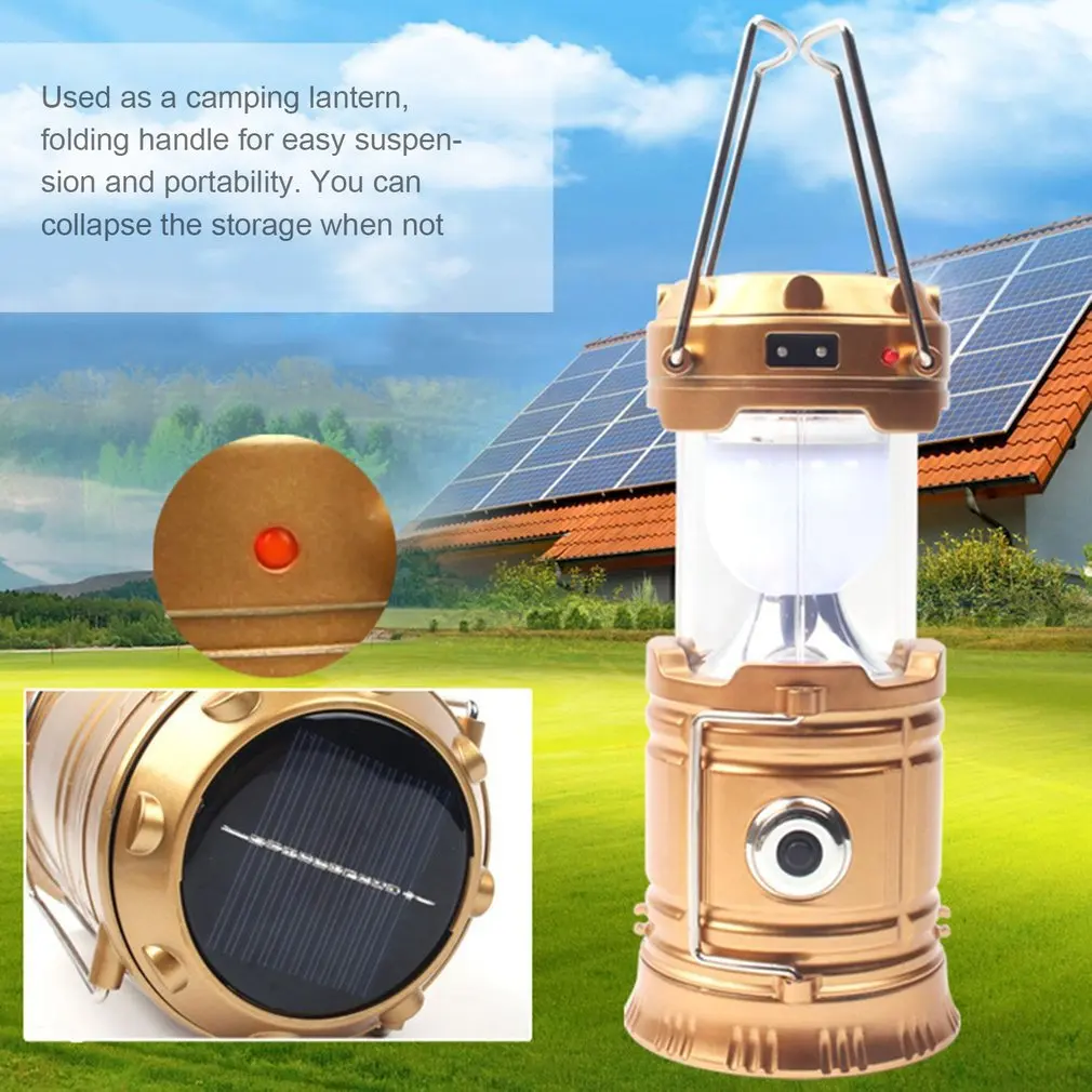 

LED Portable Lantern Solar Powered Flashlights Camping Rechargeable Hand Lamp for Hiking Outdoor Lighting Emergency