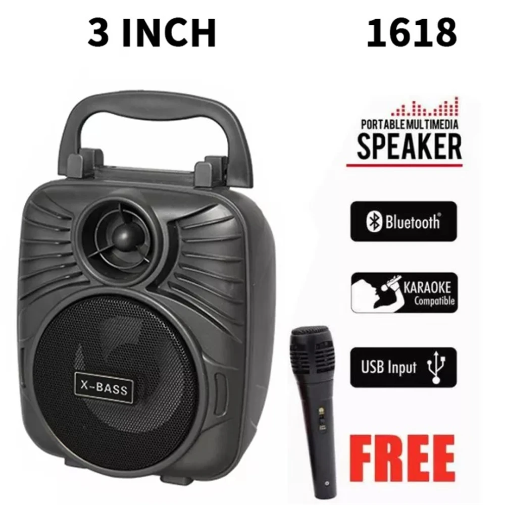 

LED Flash Karaoke Portable Wireless Bluetooth Speaker Tws- USB-TF CARD-AUX Function with Free Wired Microphone