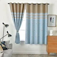 jarlhome blue and purple flower printed short curtains for bedroom living room kitchen blackout drapes