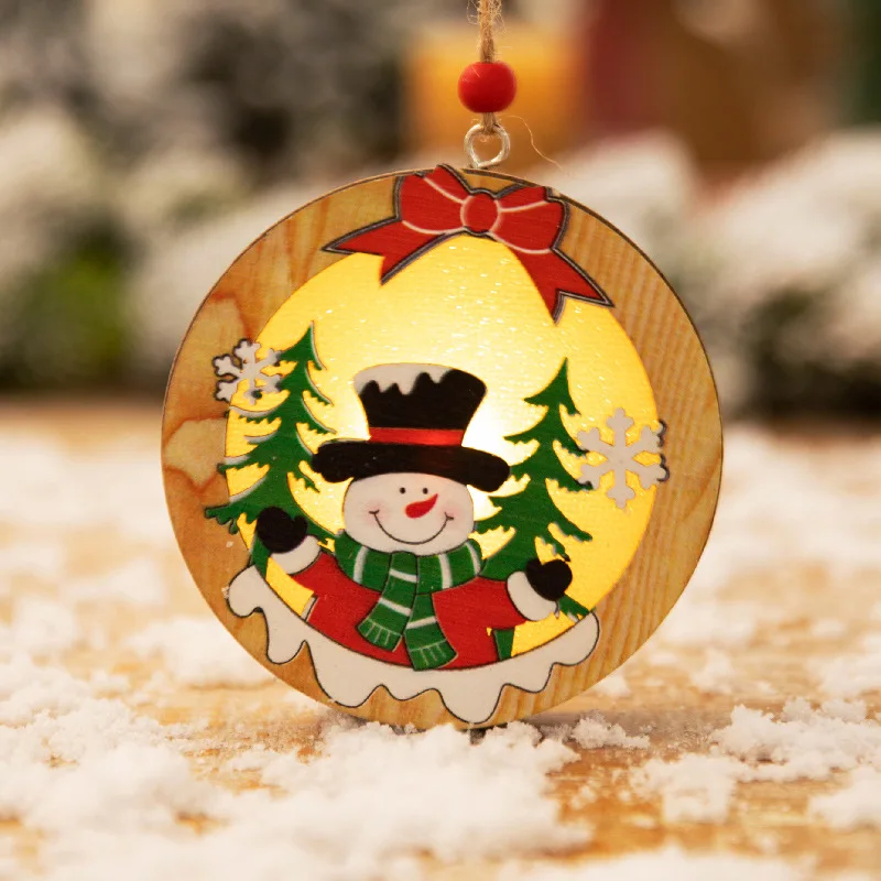 Round snow Navidad деревянный Рождественский поезд новогодняя игрушка подарок для детей Снеговик Рождественская елка украшения для домашнего праздника - Цвет: Round snow