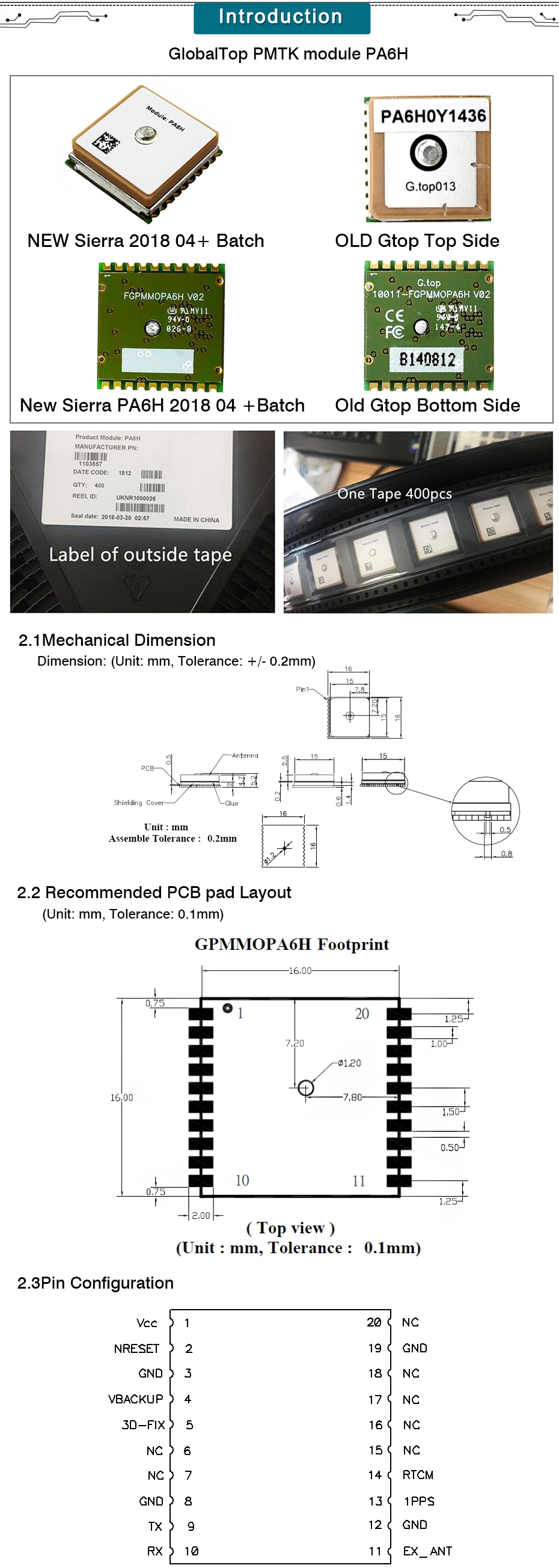 Новое поступление FGPMMOPA6H, PA6H использует MediaTek нового поколения gps чипсет MT3339, LadyBird 1, GlobalTop PMTK модуль