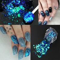 5gbottle 13 colors chameleon hexagon nail glitter 3 mixed size pet diamond bottle diy ornament manicure laser nail flake slice