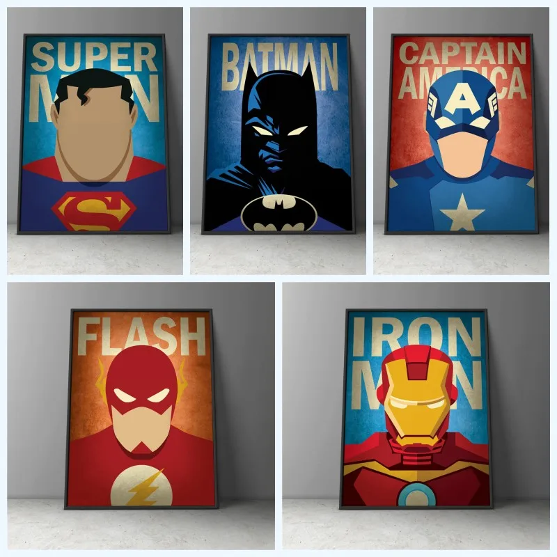 Мстители искусство Marvel чемпионы мстители супергерой класс холст плакат prin настенное искусство детский минималистичный фильм плакат Декор