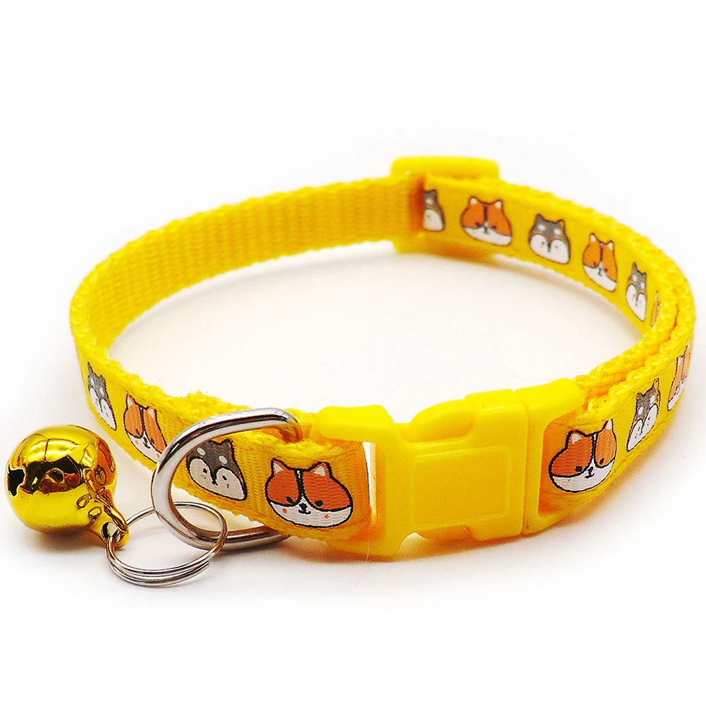 

1Pcs Dog Collars Cute Lovely Pets Adjustable Necklace Collar Polyester Fashionable Puppy Pet Collars with Bells Cat Dogs Collars