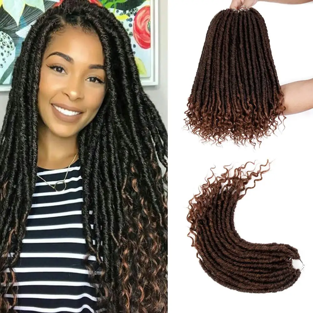 Мягкая богиня Faux Locs Омбре коса волос предварительно Петельчатая крючком косы