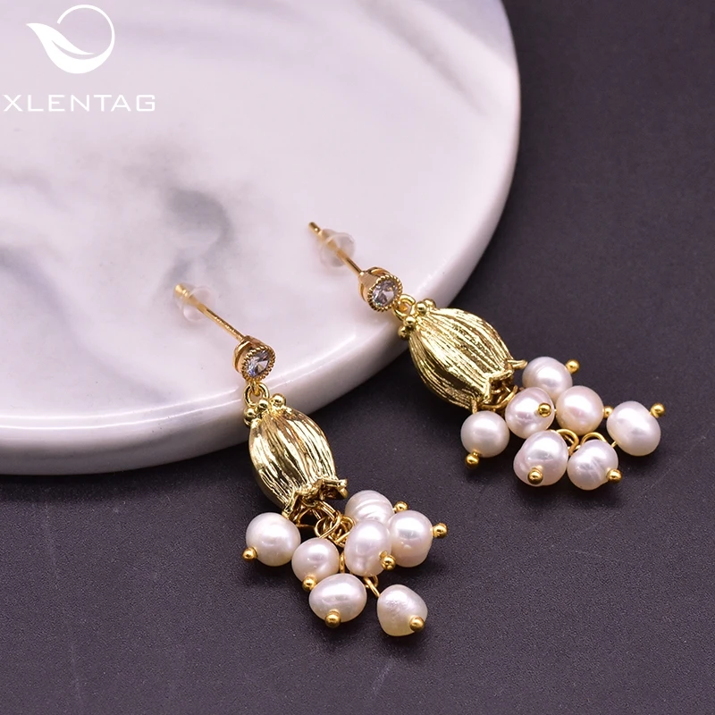 Женские серьги с жемчугом XlentAg роскошные натуральным пресноводным свадебные