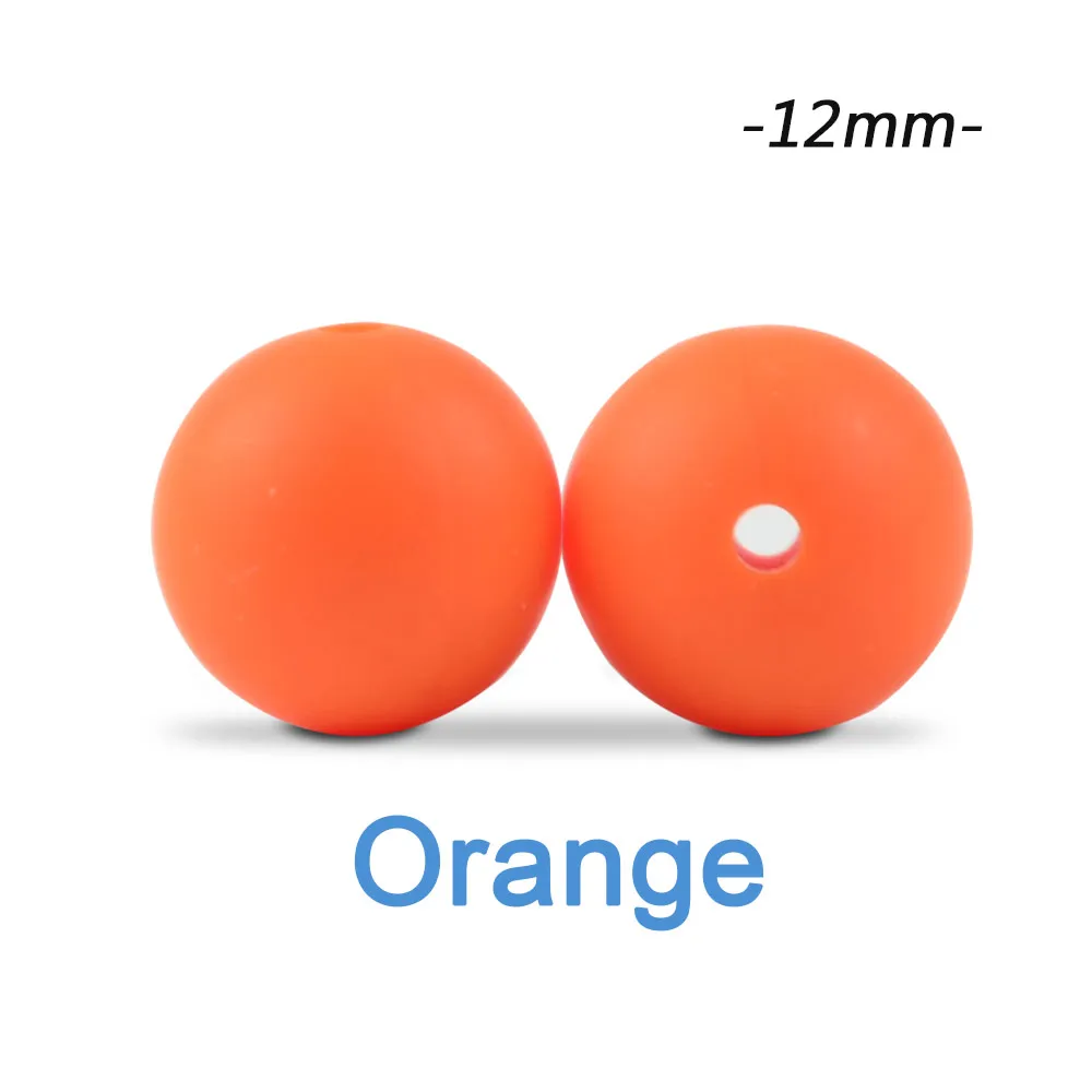 orange Силиконовые бусины LOFCA, 12 мм, 200 шт, детские силиконовые бусины для прорезывания зубов, Пищевая силиконовая детская соска, ожерелье, подвеска, изготовление продукта - Цвет: orange