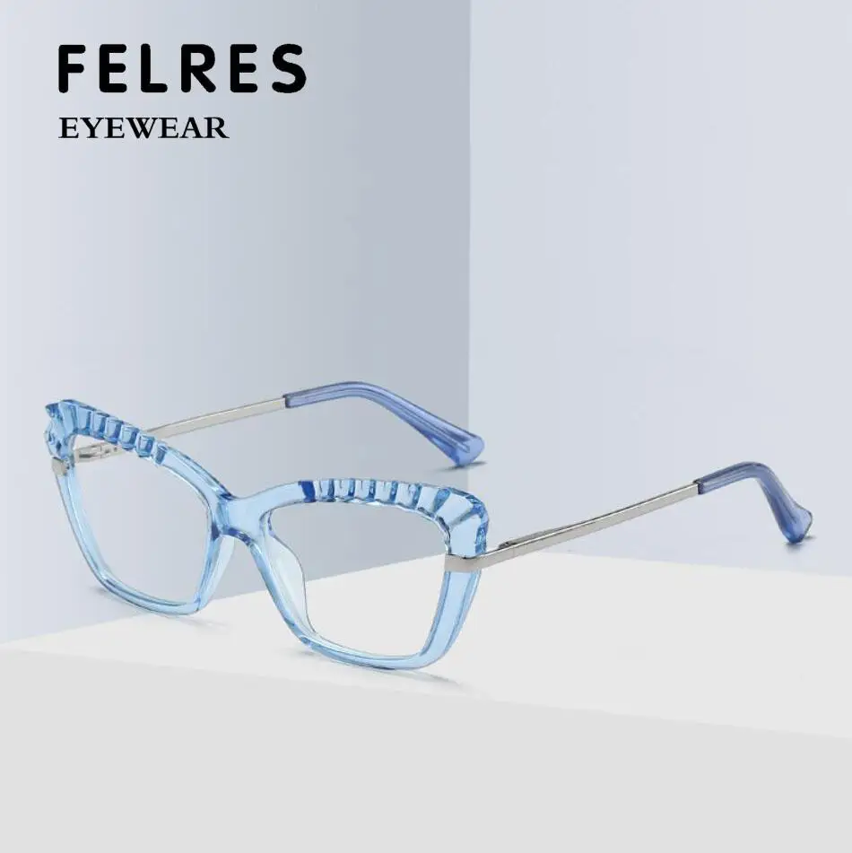 

Оправа для очков FELRES для женщин TR90, брендовые дизайнерские очки с защитой от синего света, женские полупрозрачные ретро очки «кошачий глаз» ...