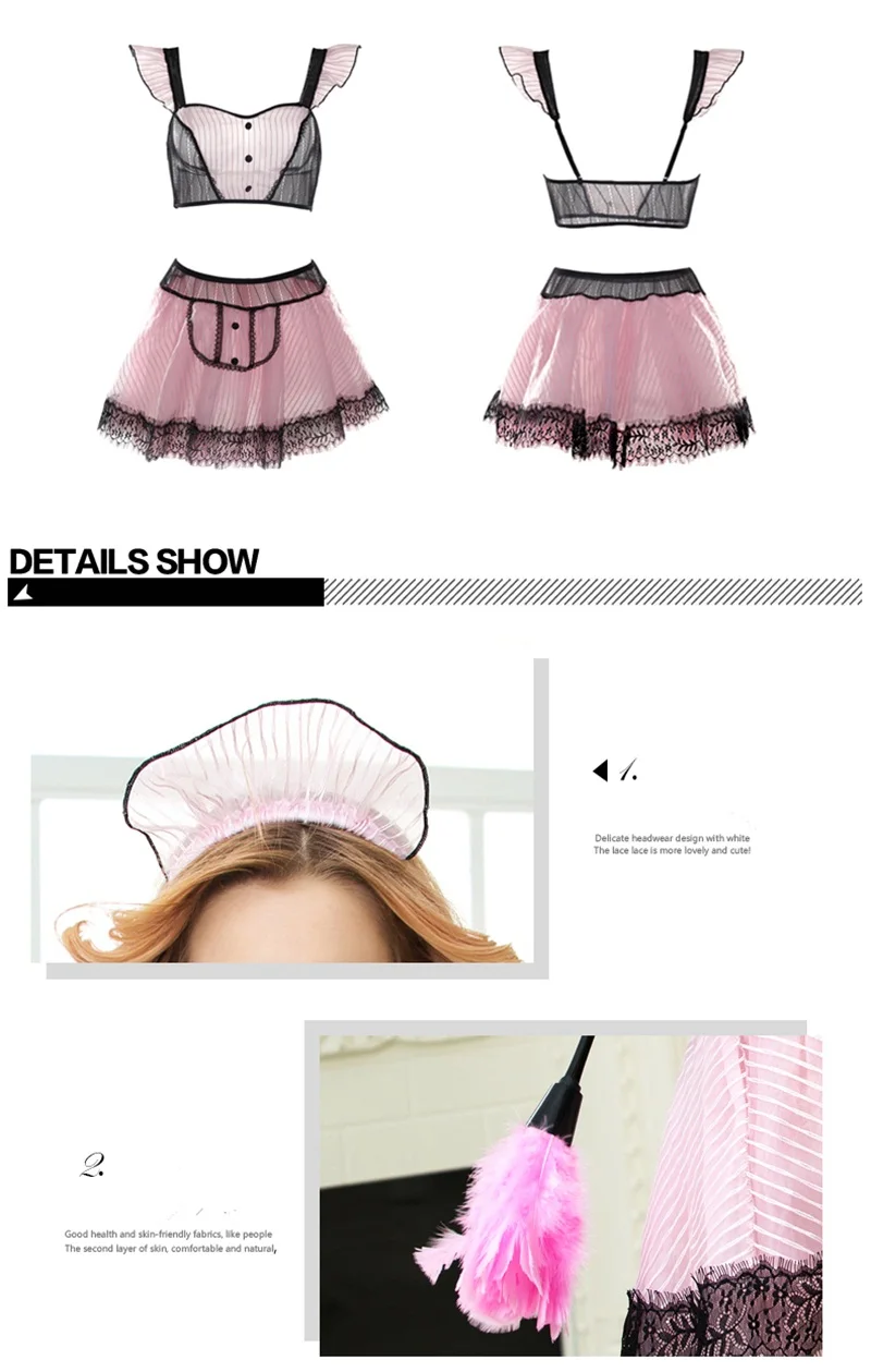 

Erotic Lingerie Porno Cosplay Costumes Maid Uniform Women Sexy Temptation Pleated skirt lace Underwer Mujer Nightdress RolePlay