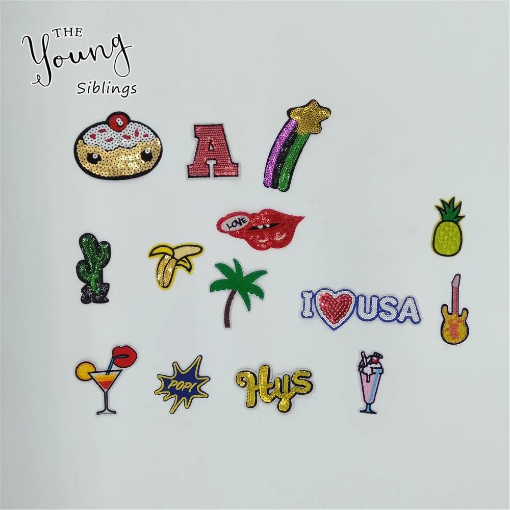 Высокое качество блестки Мультяшные железные без пластырей наклейки с вышивкой