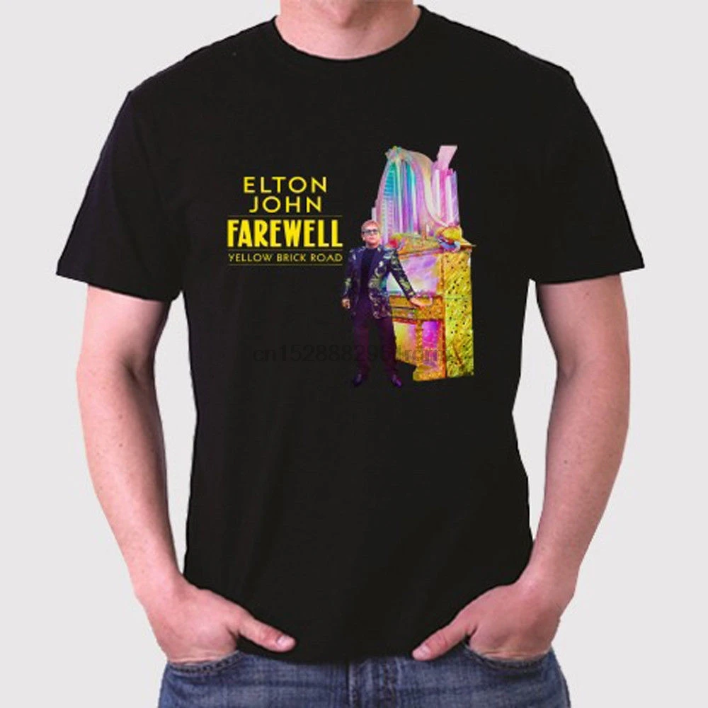 Новинка Мужская черная футболка Elton John forew Yellow Brick Road размеры от S до 3XL 100% хлопок