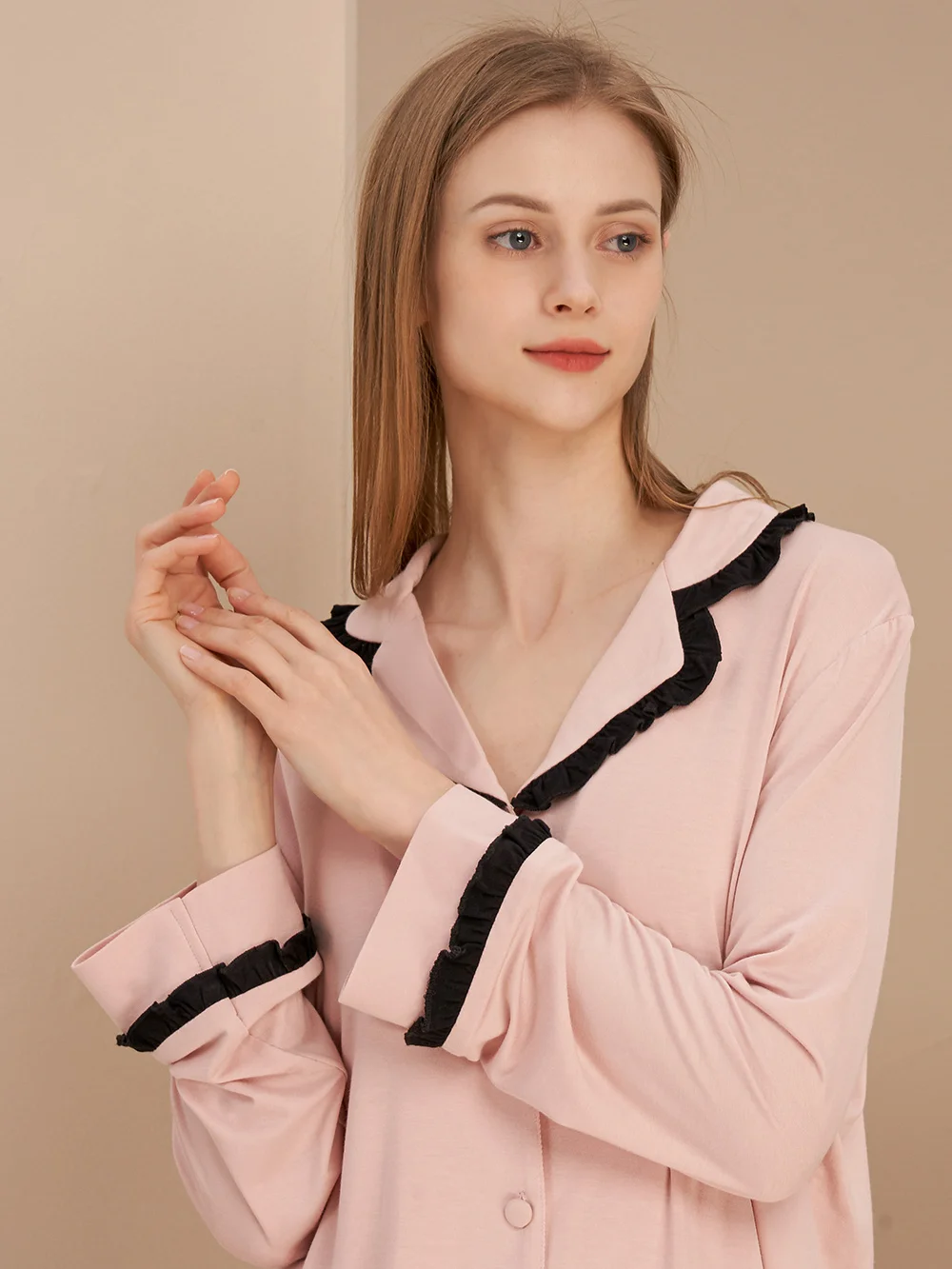 

Backless modal cotton Sexy Pajamas Lace Pajamas With Pants Loose Sleepwear Women Pj Set 3 PCS Home Clothes Homewear Nightwear