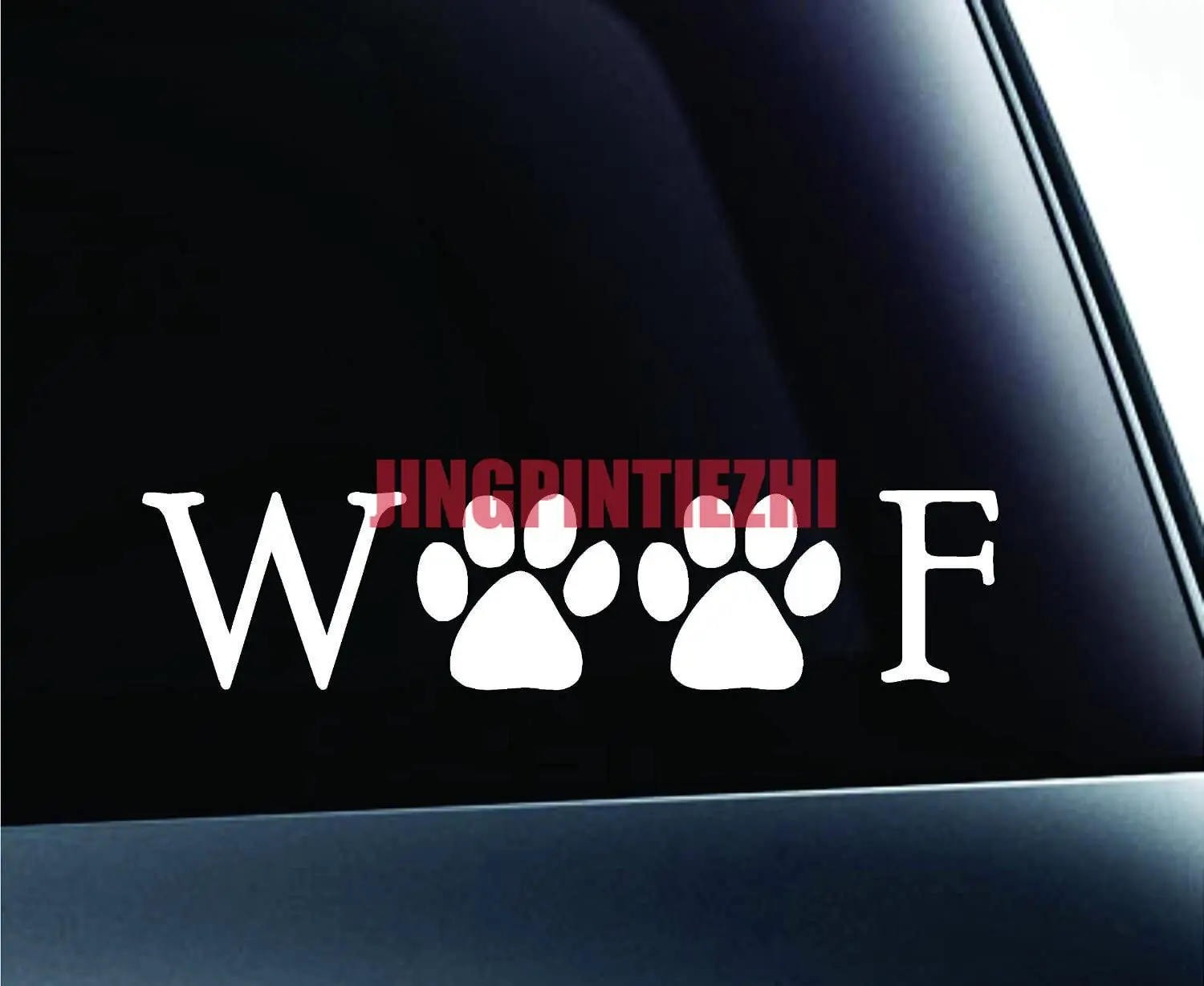 

Car Stickers Vinyl Motorcycle Decal Decoration Laptop Woof Text Paw Print Dog Symbol