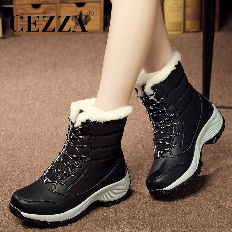Женские зимние ботильоны CEZZA до середины икры на платформе высокие теплые