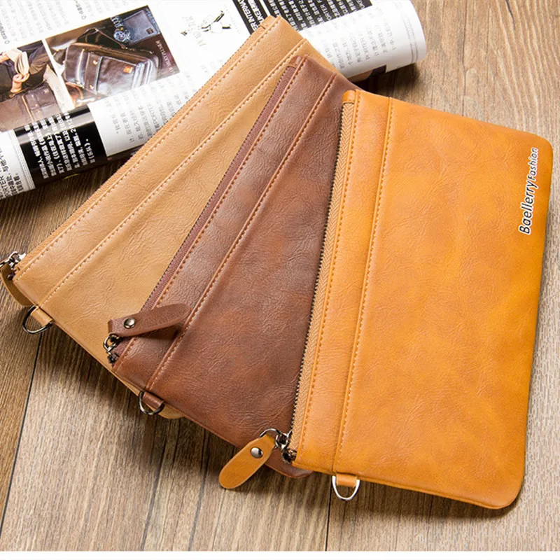 

Baellerry Hot Unisex Wallet Long Wallet Zipper Wallet Handbag Youth Retro Multi-function Solid Color Thin Handbag