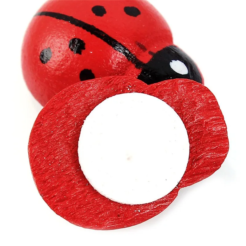 100pcs/pack 1.4*0.9cm Mini Wooden Ladybug Sponge Stickers Fridge Magnets for Scrapbooking Micro Landscape Decor | Дом и сад
