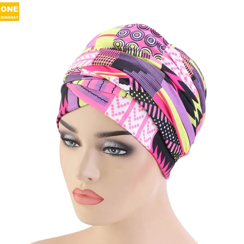African Pattern women Muslim Flower Print Long Scarf Hijab Hats Underscarf Turban Tail Cap Wrapped Head Muslim hijab Scarf Hat