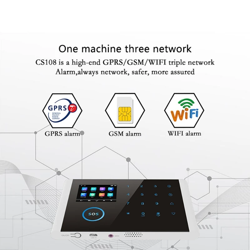 Wifi/GSM/4G GPRS Alarm System Wireless Infrared Smart Home Security Monitoring Host LCD Display/SOS/Cellphone Remote Control
