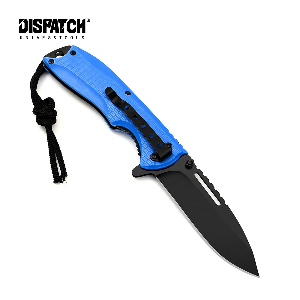 

DISPATCH Folding Pocket Knife With Black Tie Rope And Black Oxide Blade For Outdoor Tactical Survival EDC Tool