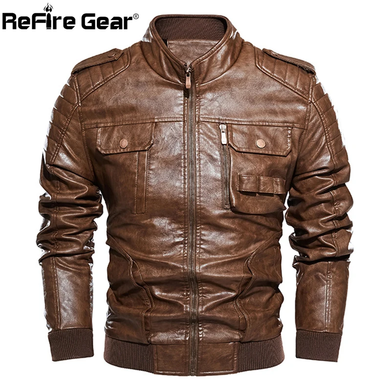 

Мужская куртка из искусственной кожи ReFire Gear, тактическая, осенняя, повседневная, мотоциклетная, Армейская, в стиле милитари