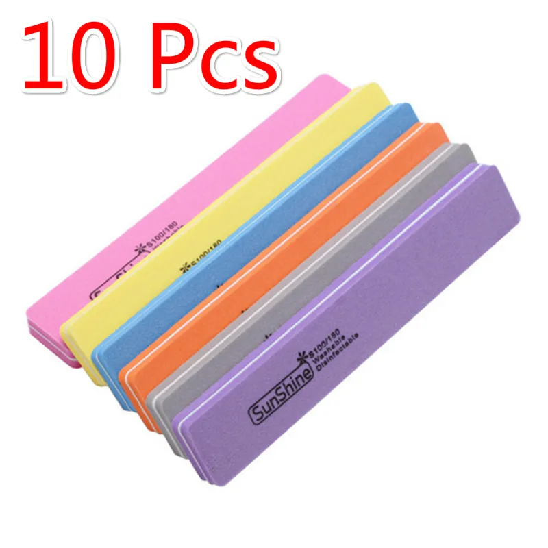 10 шт./лот смешанные цвета квадратная Солнечная пилка для ногтей буферная губка