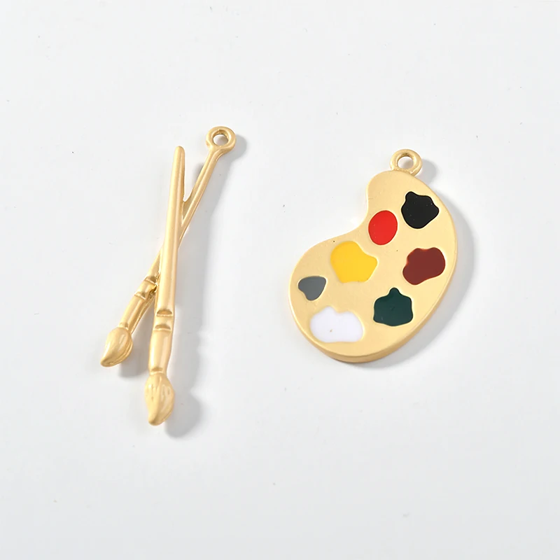 4 шт. сплав Палетка с кистью Золотой Личности Кулон diy серьги аксессуары материал