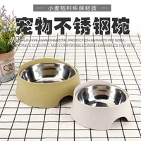 pet food utensils split wheat straw spill proof stainless steel dog bowl multi color optional dog food bowl and cat bowl